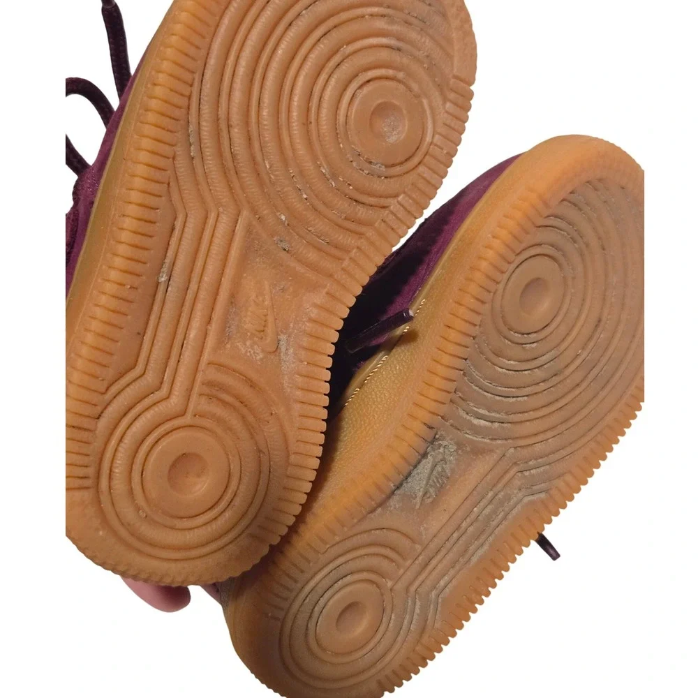 Kids Nike‎ Air Force 1 Mid Burgundy Gum Sole Sneakers Toddler Size 5c